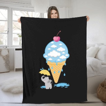Discover Elephant Ice Cream Fleece Blankets