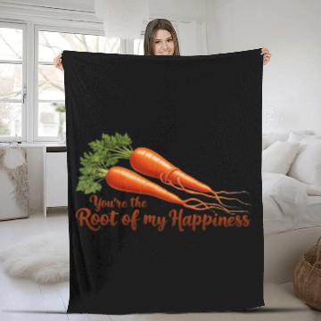 Discover Root of My Happiness – Cute Carrot Pun Fleece Blankets