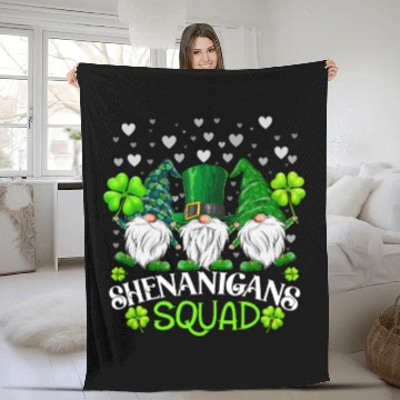 Discover Shenanigans Squad St Patricks Day Gnomes Irish Fleece Blankets