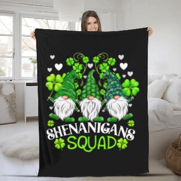 Discover Shenanigans Squad St Patricks Day Gnomes Irish Fleece Blankets
