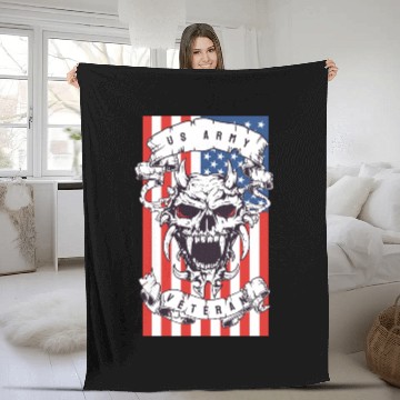Discover US Army Veteran Skull Fleece Blankets