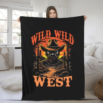 Discover Wild Wild West Cowboy Sunset Fleece Blankets