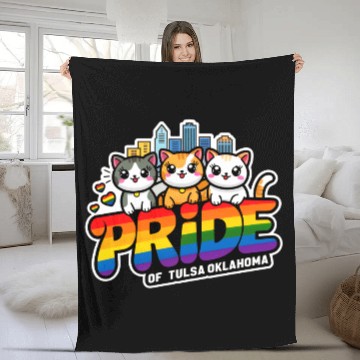 Discover Pride of Tulsa City Oklahoma USA Rainbow Flag Fleece Blankets