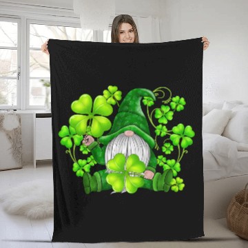 Discover Gnome Tie Dye Shamrock Clover St Patricks Day Fleece Blankets