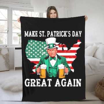 Discover Trump Make St. Patrick’s Day Great Again Fleece Blankets