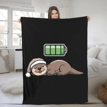 Discover Sea Otter Sleeping Recharging Night Bedtime Fleece Blankets