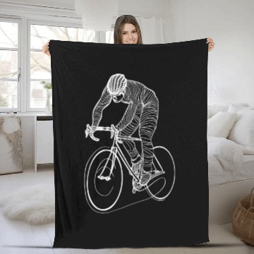 Discover Cycling Guy Line Art Fleece Blankets