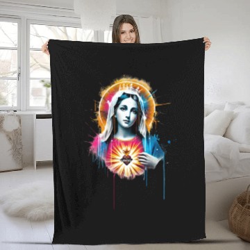 Discover Our Lady Street Art Style Fleece Blankets