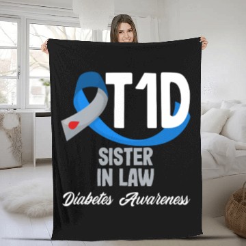 Discover T1D Sister In Law Diabetes Type 1 Awareness Fleece Blankets
