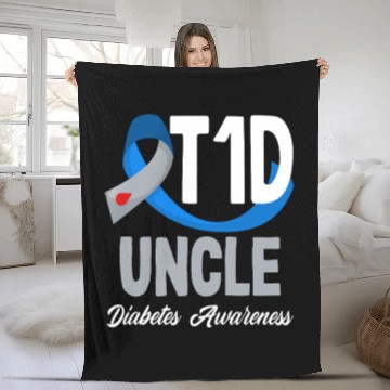Discover T1D Uncle Diabetes Type 1 Awareness Fleece Blankets