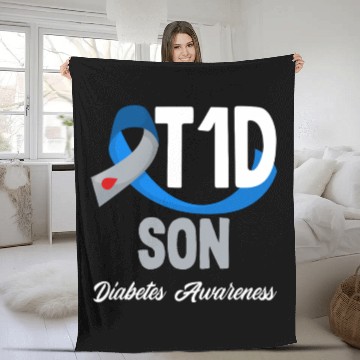 Discover T1D Son Diabetes Type 1 Awareness Support Fleece Blankets