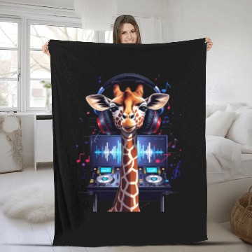Discover DJ Giraffe: Vibrant Beats Fleece Blankets