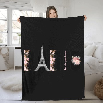 Discover Paris typography Design Fleece Blankets