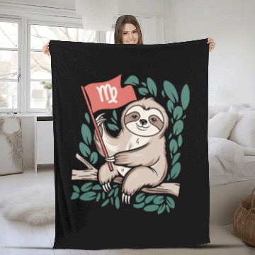 Discover Charming Virgo Zodiac Sloth Embracing the Stars Fleece Blankets