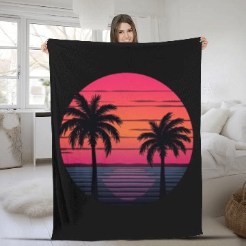 Discover Tropical Sunset Serenity Fleece Blankets