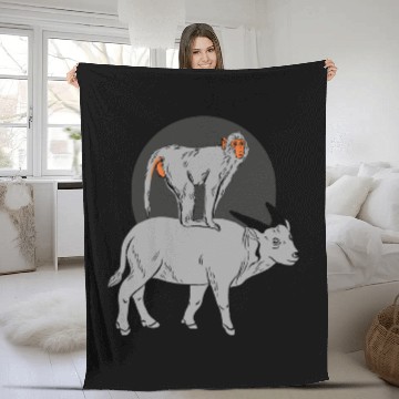 Discover Monkey On the Cow Fleece Blankets