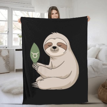 Discover Taurus Zodiac Sloth Embracing Serenity Fleece Blankets