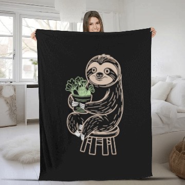 Discover Vegan Vegetarian Sloth Holding Veggies Fleece Blankets