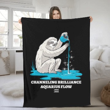 Discover Channeling Brilliance Aquarius Zodiac Sloth Flow Fleece Blankets