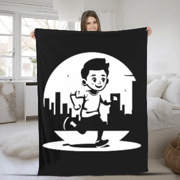 Discover Running Boy Fleece Blankets