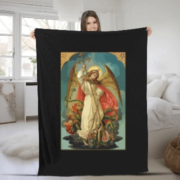 Discover Saint Michael the Archangel Fleece Blankets
