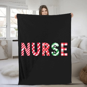 Discover Nurse - Christmas Red Green Striped Plaid Medical Fleece Blankets