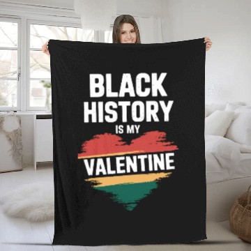 Discover Black History Is My Valentine Heart Print Fleece Blankets