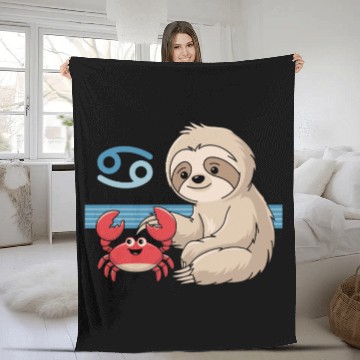 Discover Cancer Zodiac Sloth with Adorable Crab Fleece Blankets