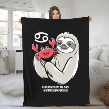 Discover Empathy Is My Superpower: Cancer Zodiac Sloth Fleece Blankets