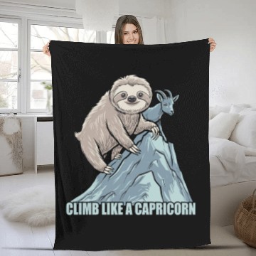 Discover Climb Like A Capricorn Zodiac Sloth Adventure Fleece Blankets