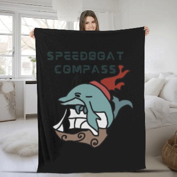 Discover Minimalist Dolphin sailing fast and fun Fleece Blankets
