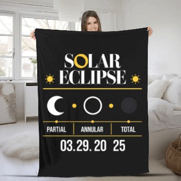 Discover Partial Solar Eclipse 03 29 2025 - Solar Eclipse Fleece Blankets