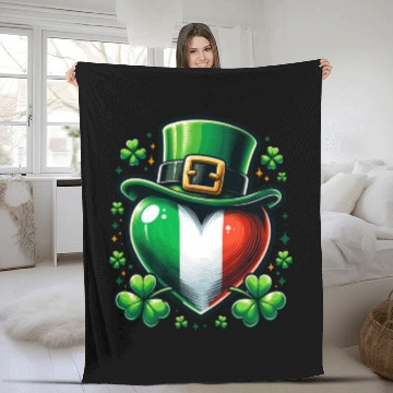 Discover Shamrock Heart Hat Love Fleece Blankets