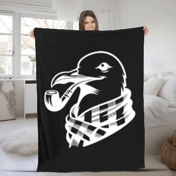 Discover Pipe-diving Seafarer Seagull As A Coastal Motif Fleece Blankets