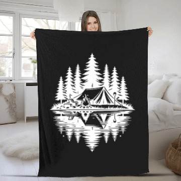 Discover Camping In The Forest By A Natural Lake Fleece Blankets