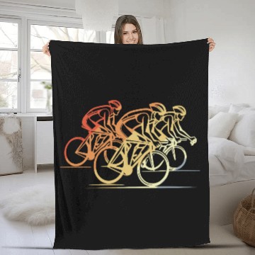 Discover Vintage Cycling Drawing Fleece Blankets