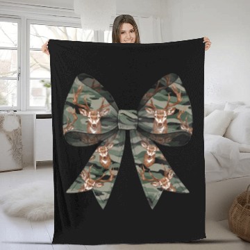 Discover Coquette Bow Deer Hunting Hunter Camouflage Ribbon Fleece Blankets