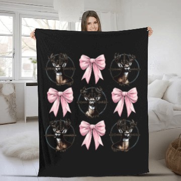 Discover Coquette Bow Deer Hunting Hunter Pink Ribbon Mom Fleece Blankets
