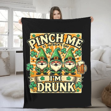 Discover Pinch Me I'm Drunk St Patricks Day Gnomes Irish Fleece Blankets