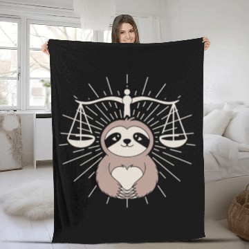 Discover Charming Libra Zodiac Sloth Embrace Fleece Blankets