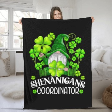 Discover Shenanigans Coordinator St. Patricks Day Gnome Fleece Blankets