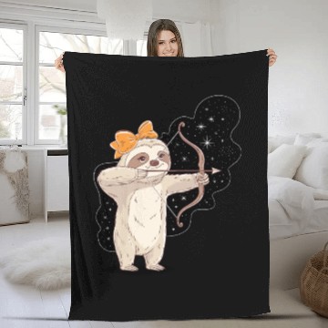 Discover Sagittarius Zodiac Sloth Bow and Stars Fleece Blankets