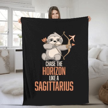 Discover Chase The Horizon Like A Sagittarius Zodiac Sloth Fleece Blankets