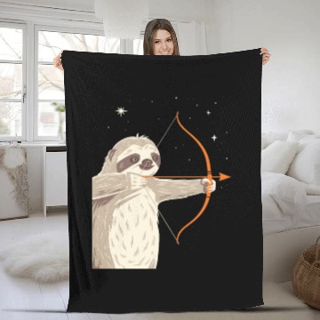 Discover Sagittarius Zodiac Sloth Archer in the Stars Fleece Blankets