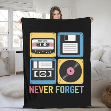 Discover Never Forget 80s Retro Mixtape Cassette VHS Fleece Blankets