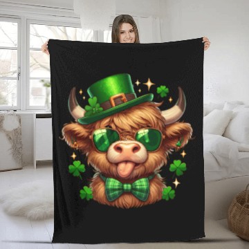 Discover St Patricks Day Fleece Blankets - Irish Lucky cow