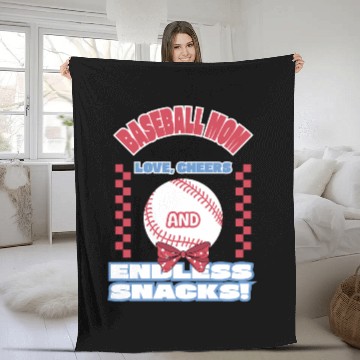 Discover Baseball mom Powered by love Fleece Blankets