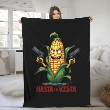Discover Gangster Corn Hasta La Vista - Corn on the cob Fleece Blankets