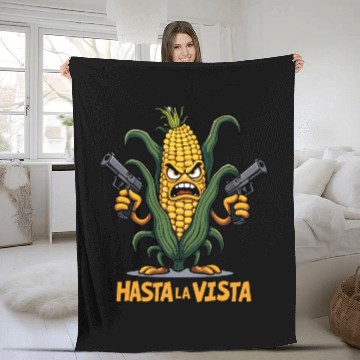 Discover Gangster Corn Hasta La Vista - Corn on the cob Fleece Blankets
