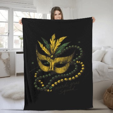 Discover Mardi Gras Squad Mask Beads Festive Spirit Fleece Blankets